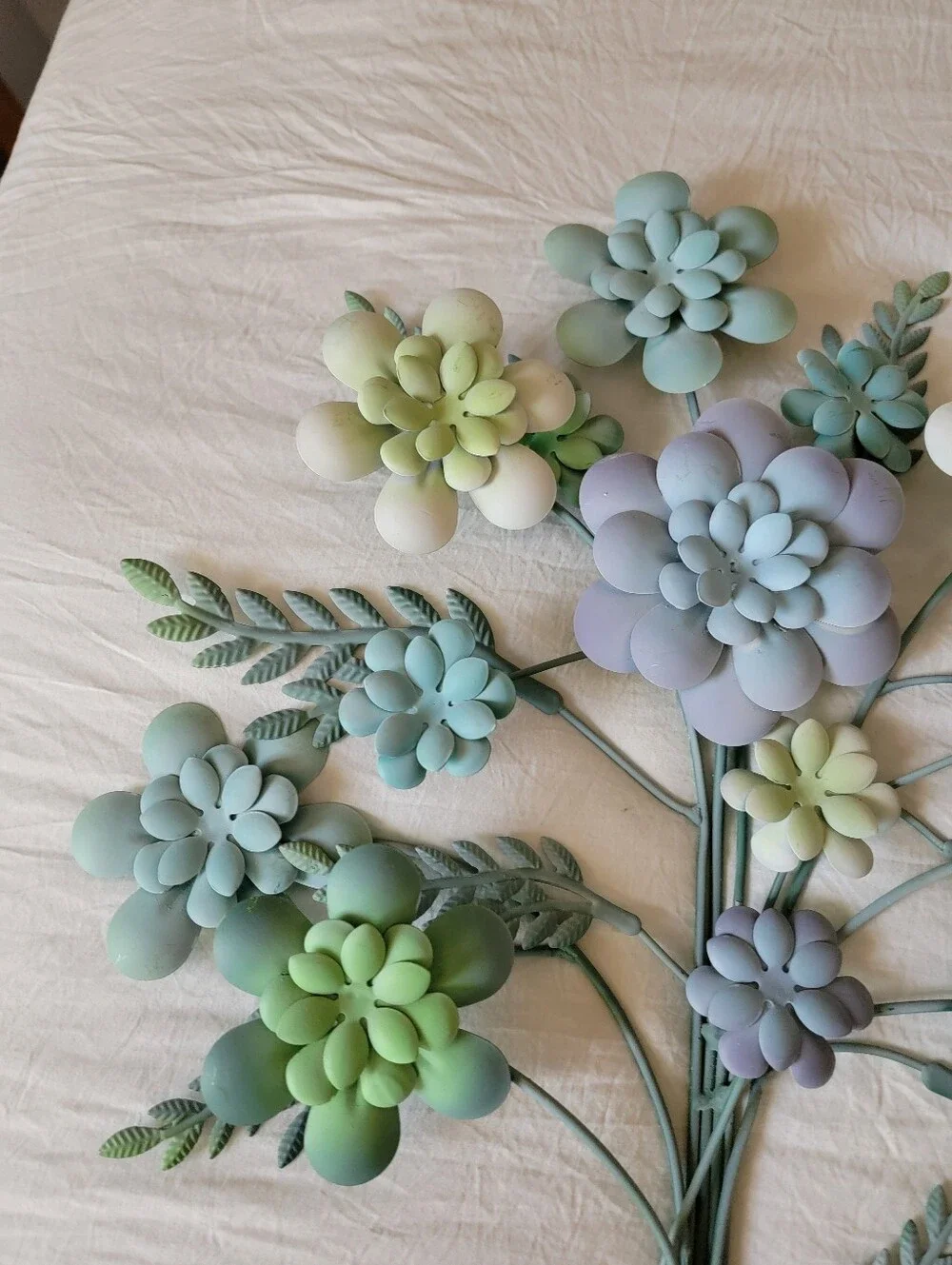 Mint Green Pastel Succulent Metal Floral Bouquet